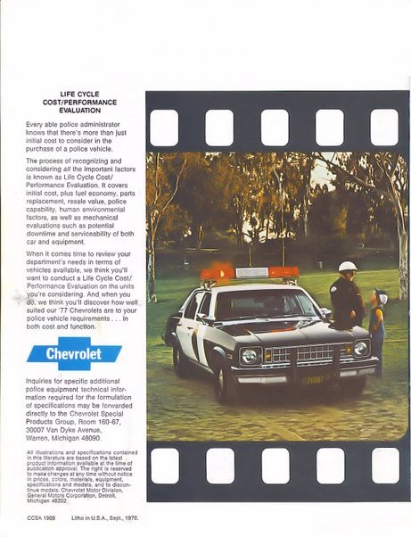 Image of the 1977 Chevrolet Police Brochure page 8